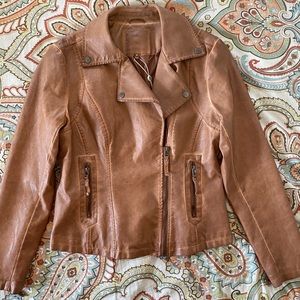 MAX STUDIO Moto Jacket Faux Leather Cognac NWT